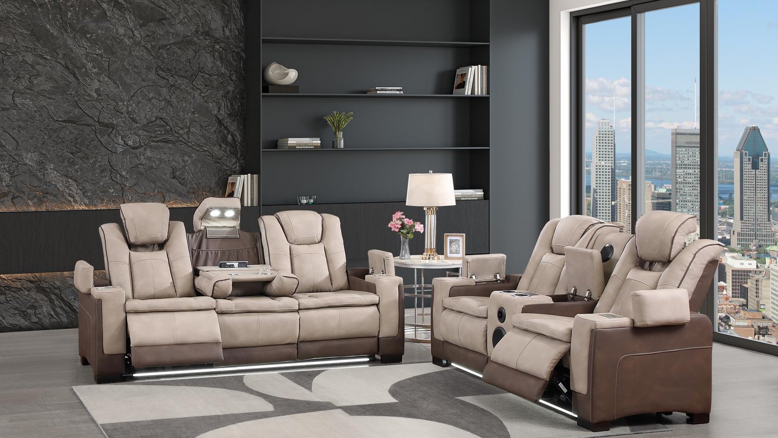 BRUNO 2 PC Living Room Sets BROWN