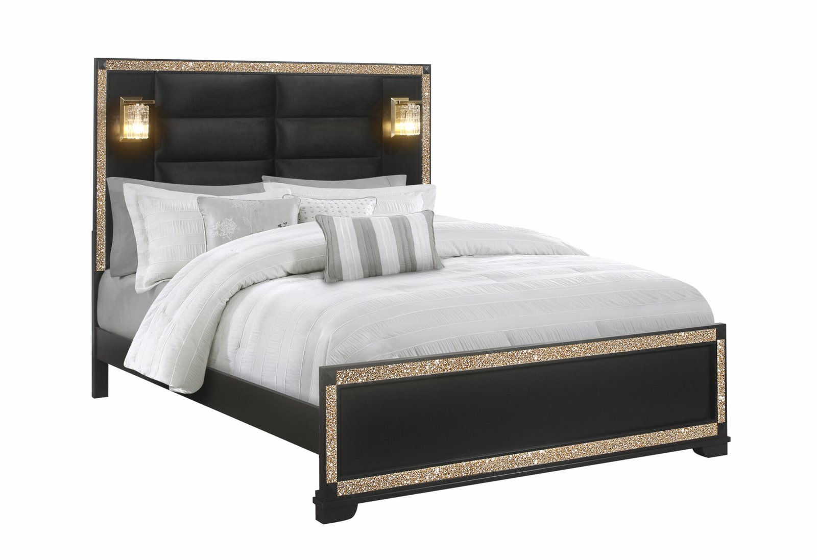 BLAKE BLACK KING BED WITH LAMPS - Image 2