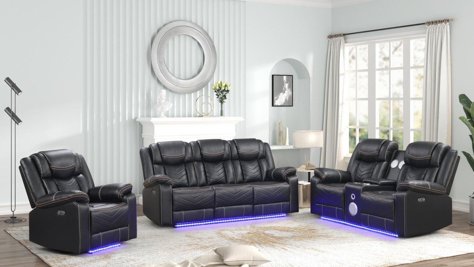 CHALLENGER 2 PC Living Room Sets IN BLACK