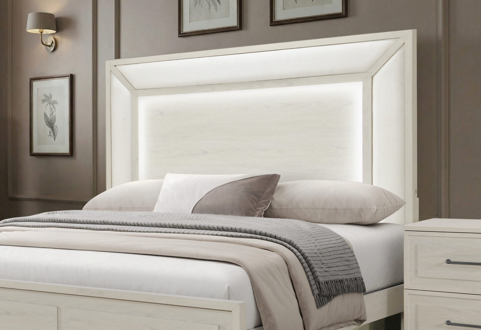 CLARA BEIGE KING BED WITH LED - Image 3
