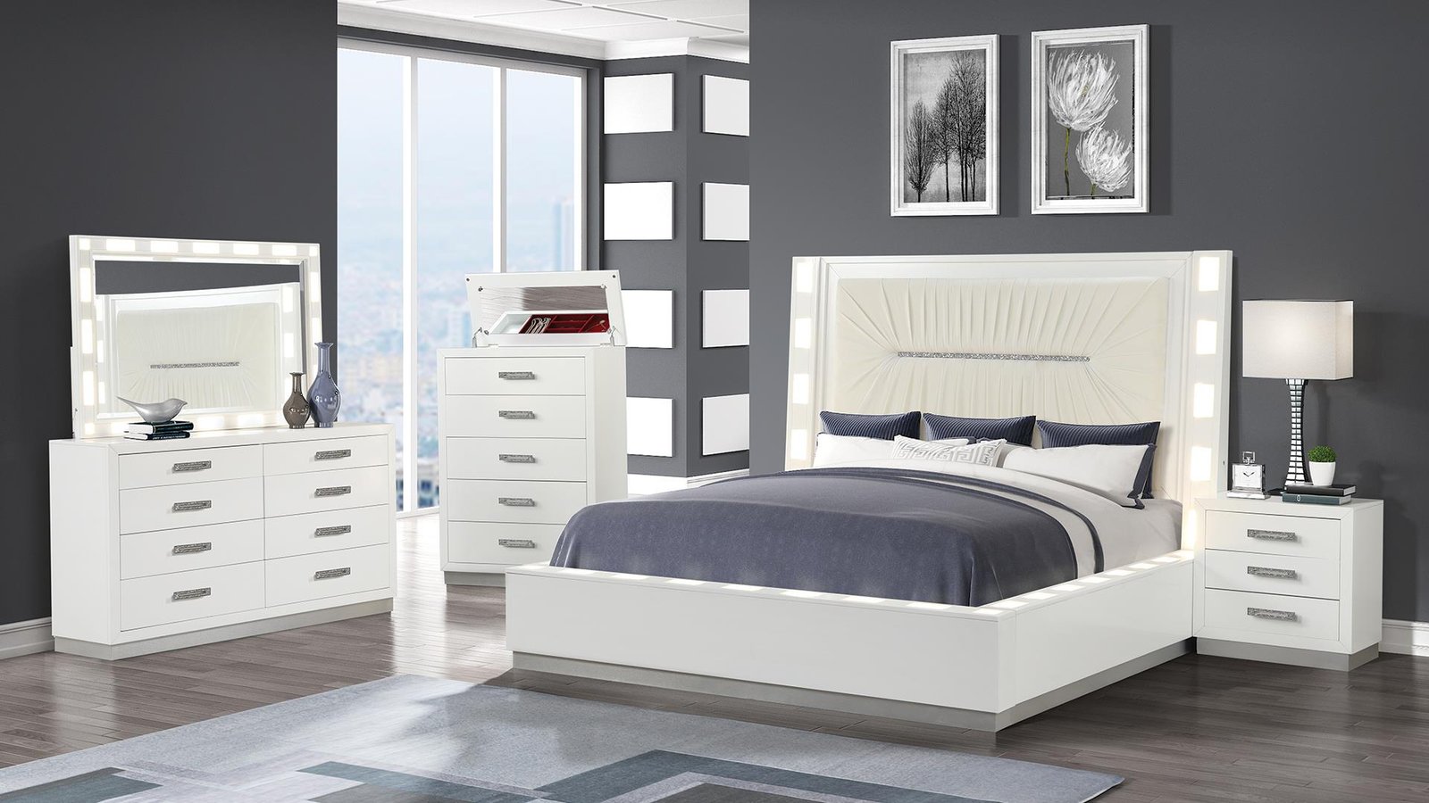 COCO QUEEN 5 PC BEDROOM SET IN MILKY WHITE - Image 2