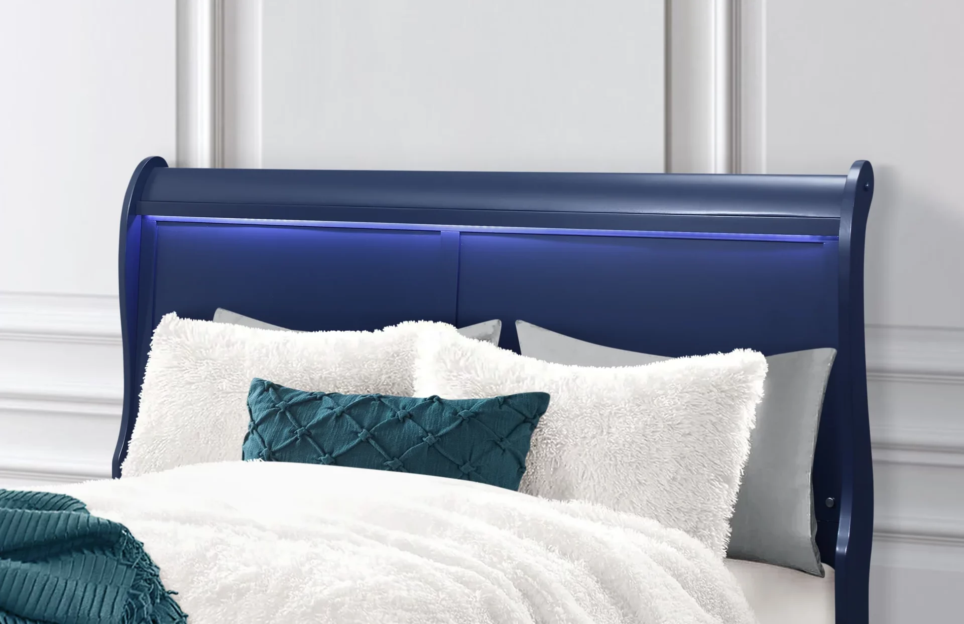 CHARLIE BLUE QUEEN BED WITH LED - Image 3