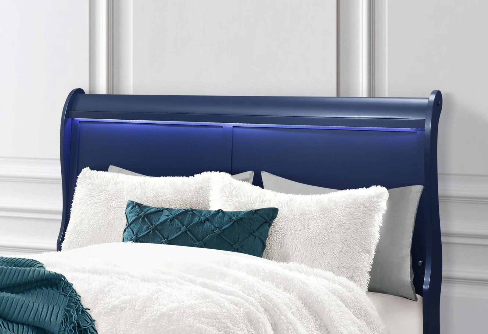 CHARLIE BLUE KING BED WITH LED - Image 3