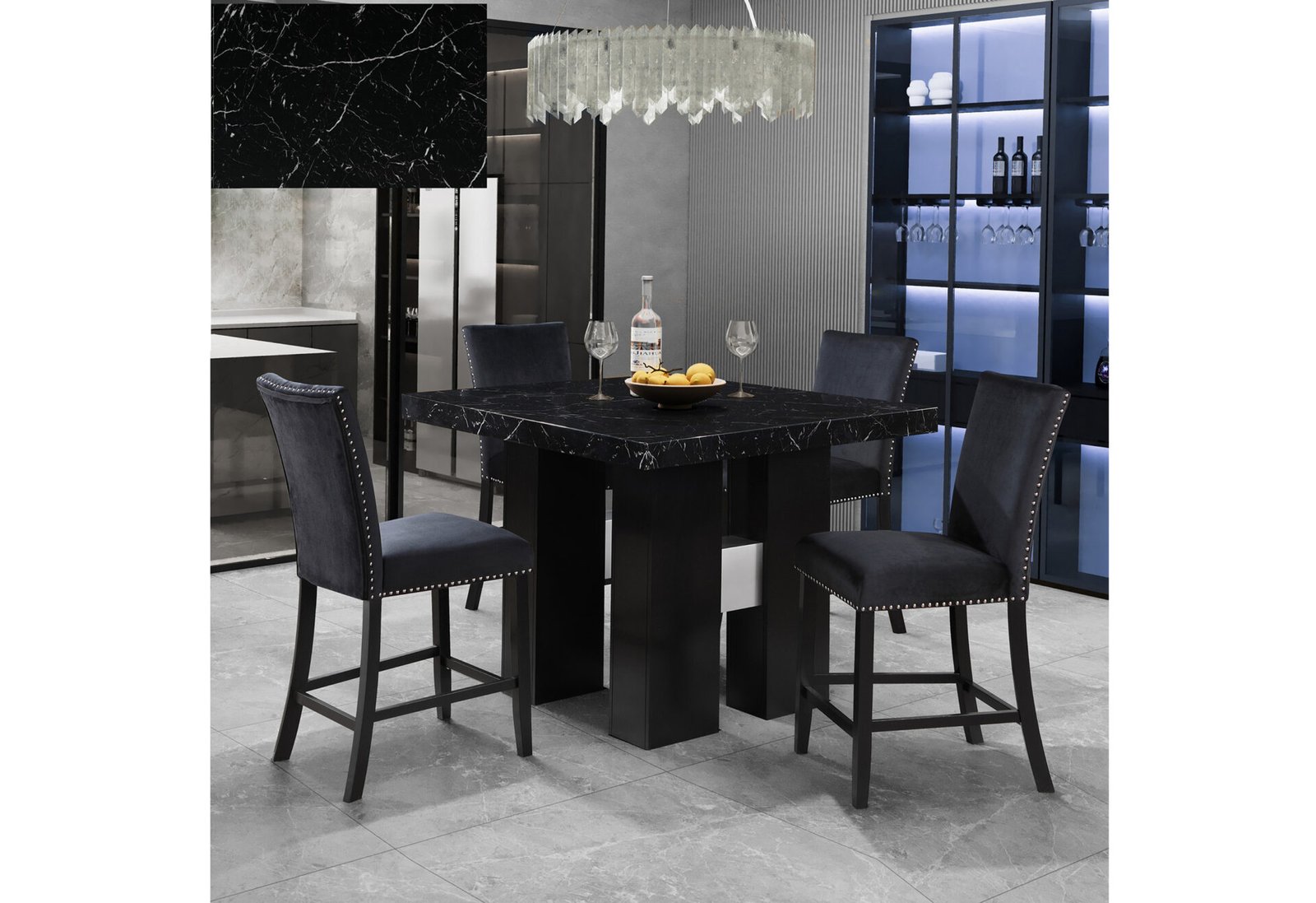 D04 BLACK BAR TABLE + 6 D04BS