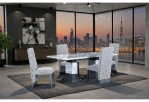 D1212 DINING TABLE + 8 D12DC WHITE/GREY