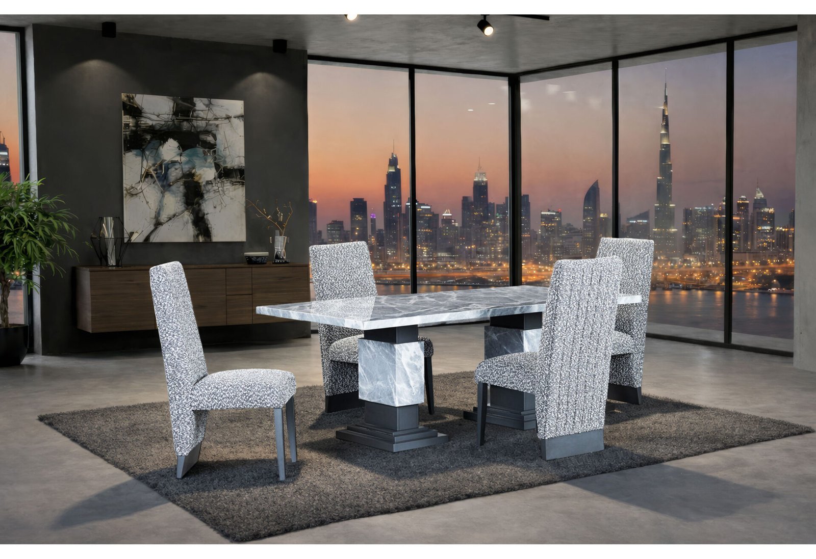 D1212 DINING TABLE + 8 D12DC WHITE/GREY