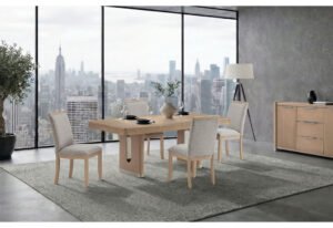 D1248 NATURAL DINING TABLE AND 8 DINING CHAIRS