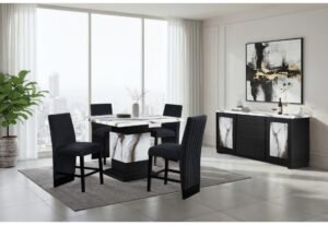 D12 BAR TABLE AND 6 BAR STOOLS