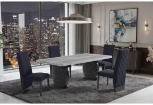 D2502 DINING TABLE AND 8 D12 BLACK DINING CHAIR