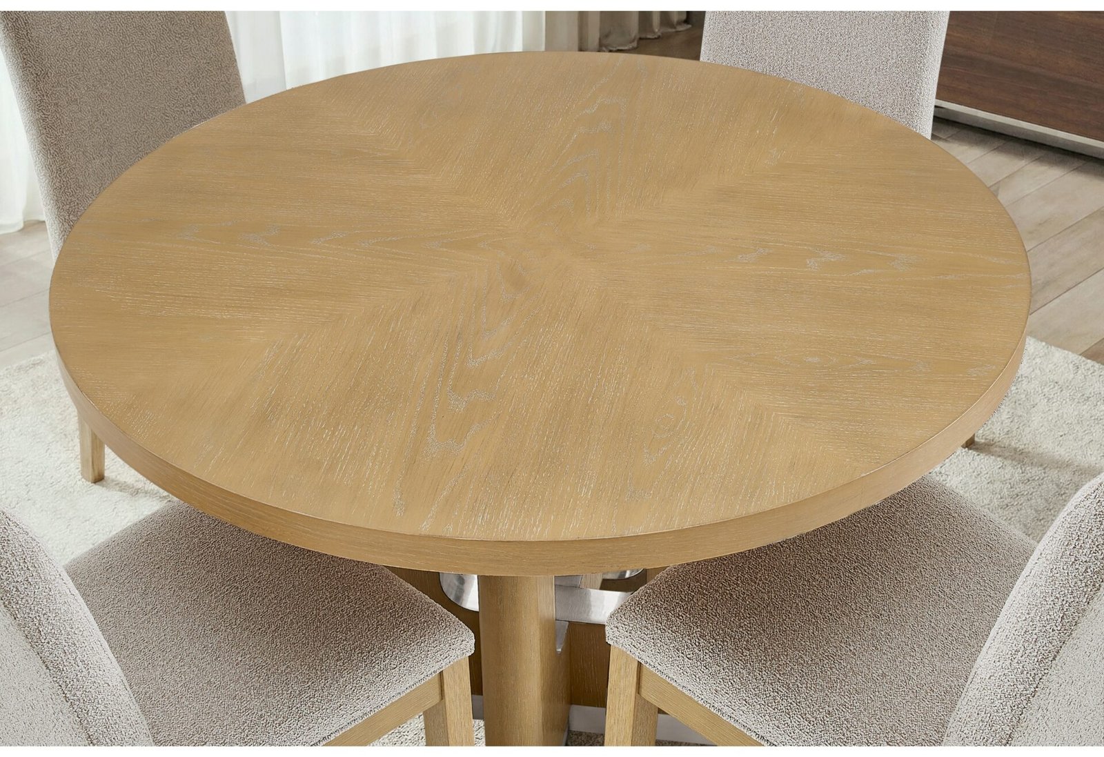 D3124 NATURAL DINING TABLE 48″ AND 6 D1248 DINING CHAIR - Image 2