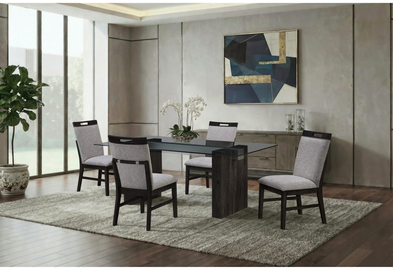 D4238 DINING TABLE AND 4 D4239 DINING CHAIRS