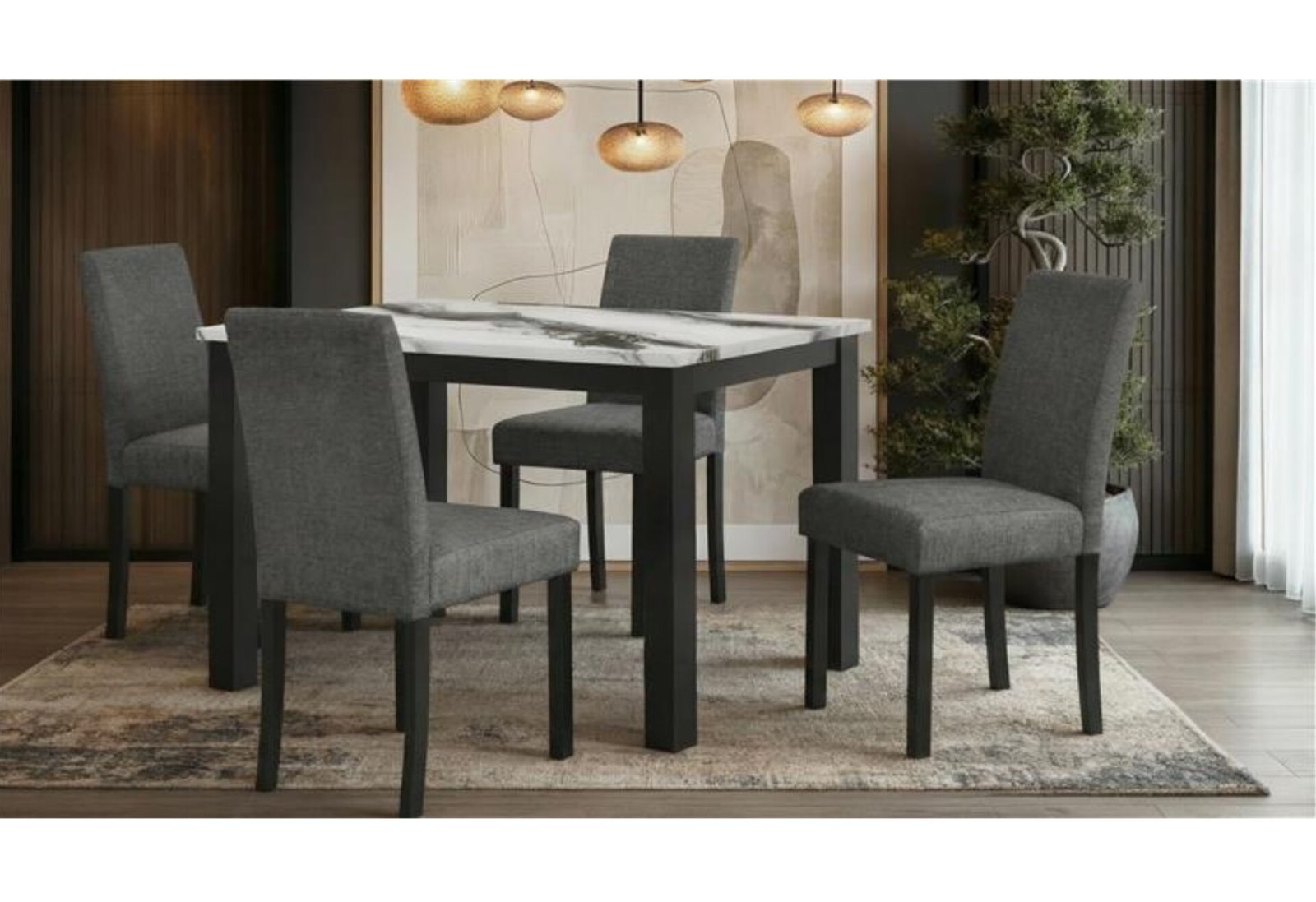 D8032DT PANDA DINING TABLE & D9026DC BLK DINING CHAIR