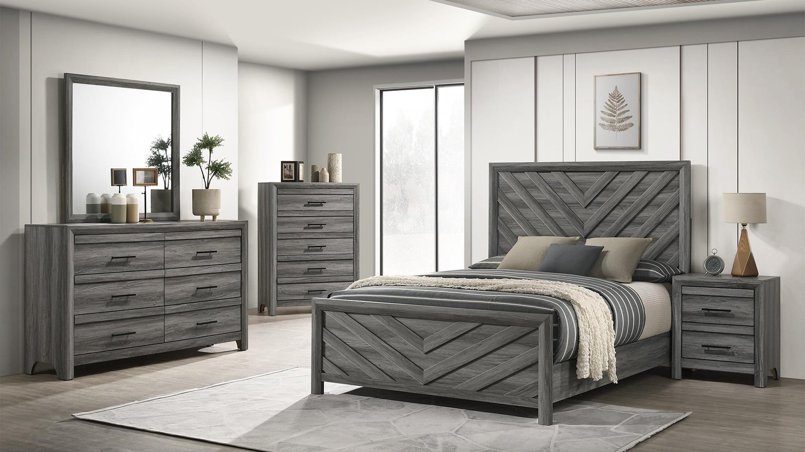DENVER TWIN 5 PC BEDROOM SET IN GRAY