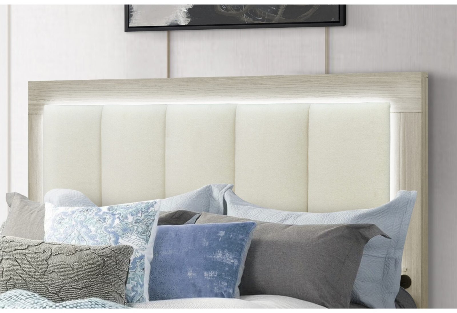 EMMA NATURAL/WHITE QUEEN BED WITH LED AND USB - Image 3
