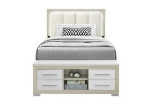 EMMA NATURAL/WHITE FULL BED WITH LED AND USB