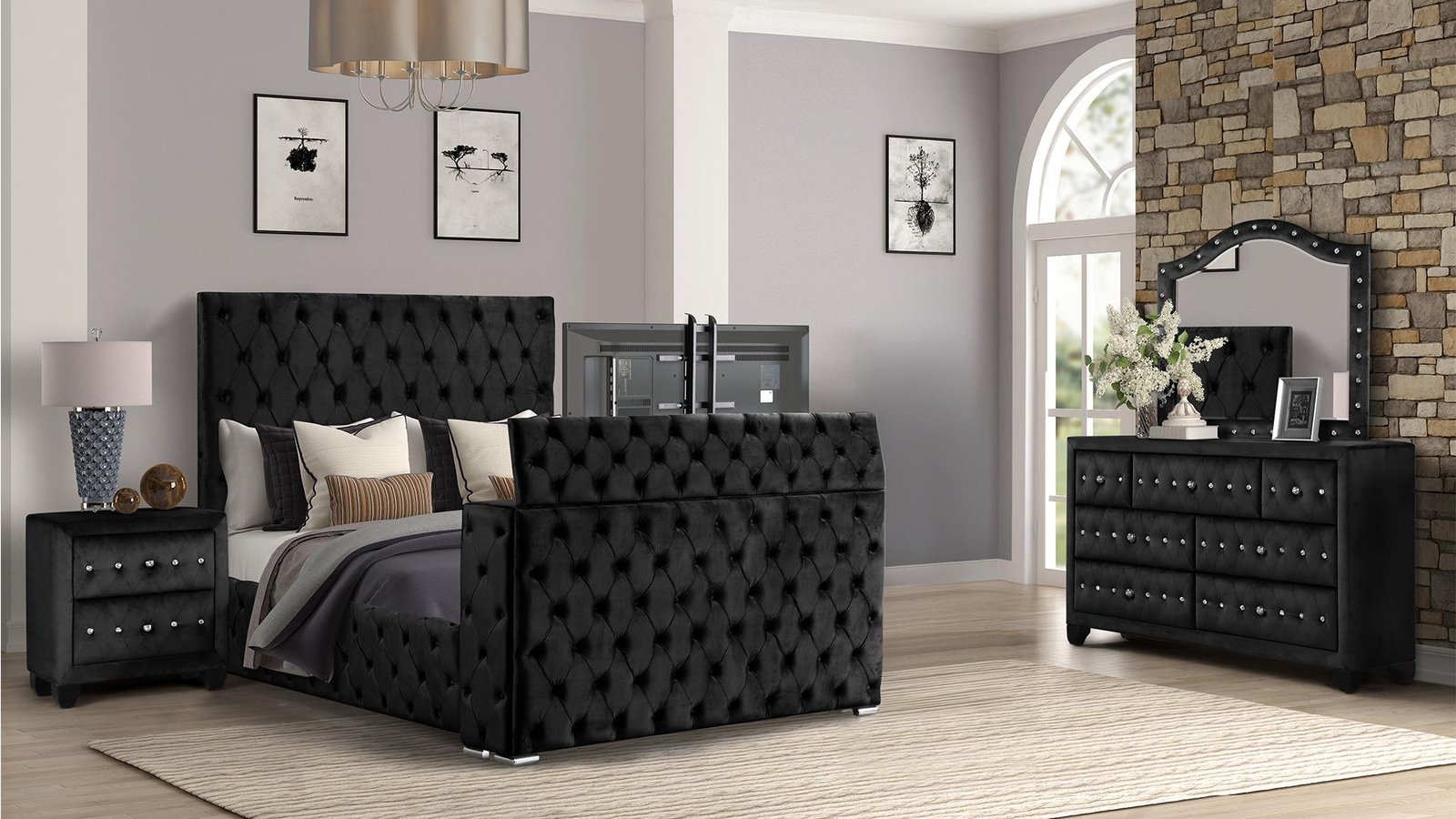 ENCORE KING 4PC BEDROOM SET IN BLACK