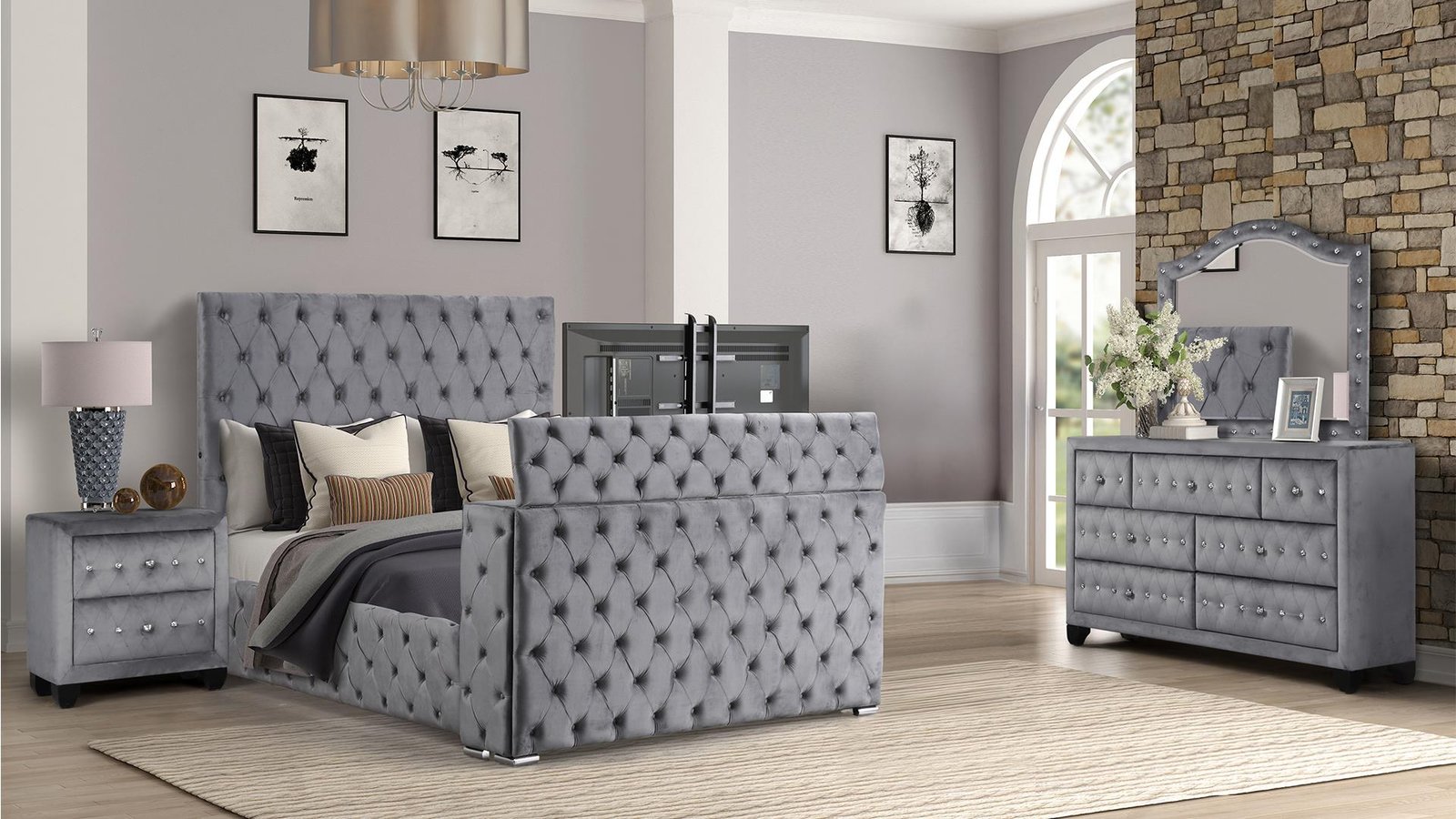 ENCORE KING 4PC BEDROOM SET IN GRAY