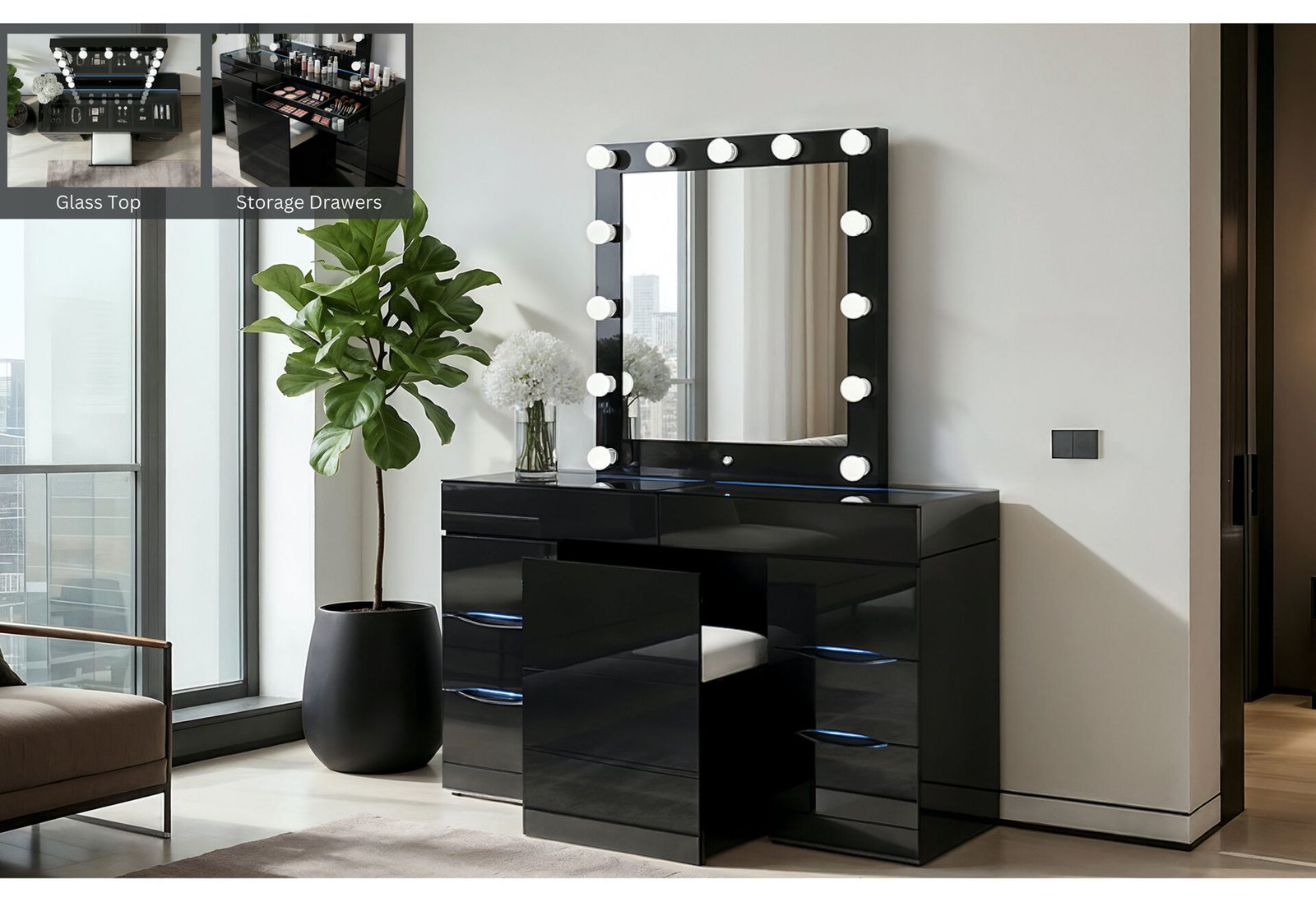 ELLA BLACK VANITY WITH SPEAKER