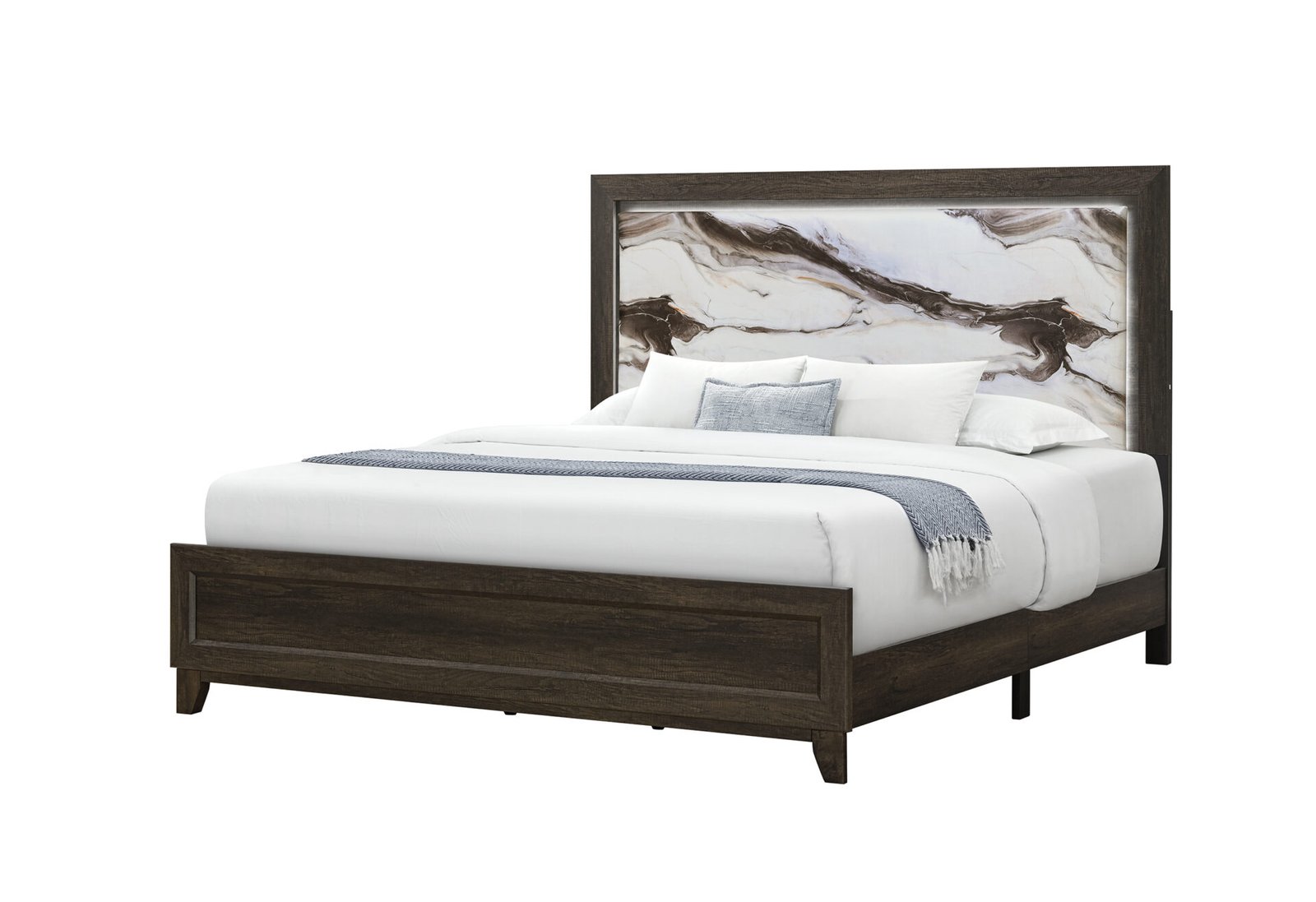 HARMONY BROWN FULL BED WITH LED - Image 2