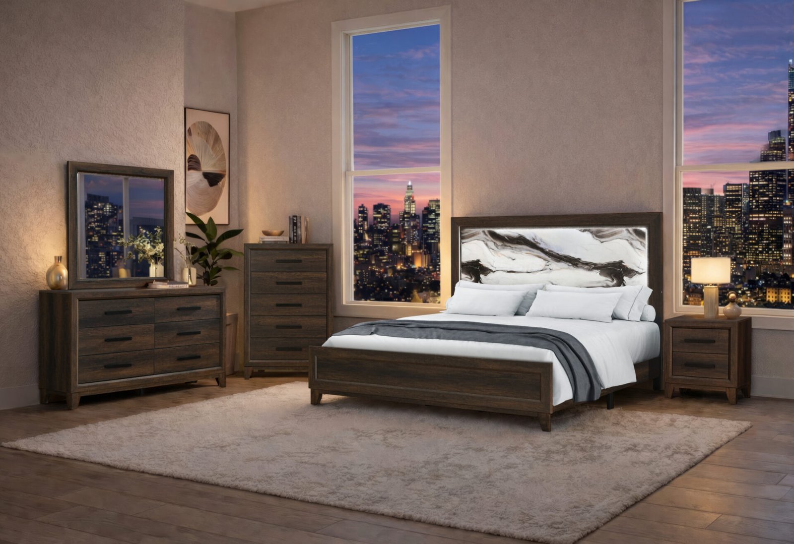 HARMONY BROWN KING BED GROUP