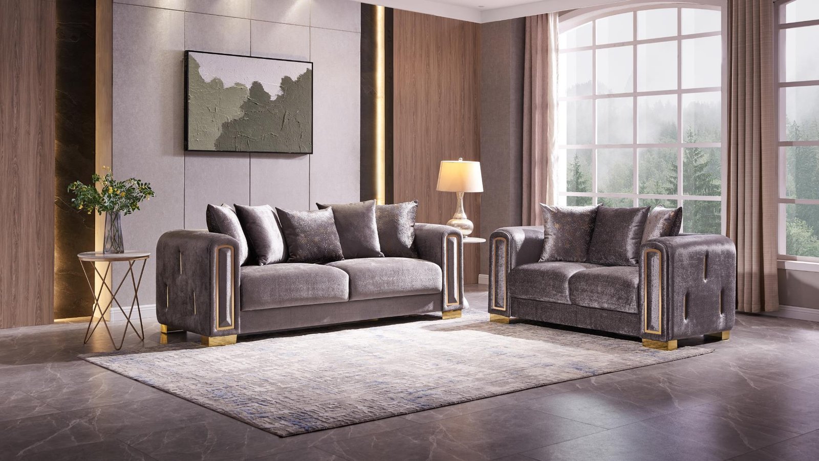 IMPREZA 2 PC Living Room Sets IN SILVER