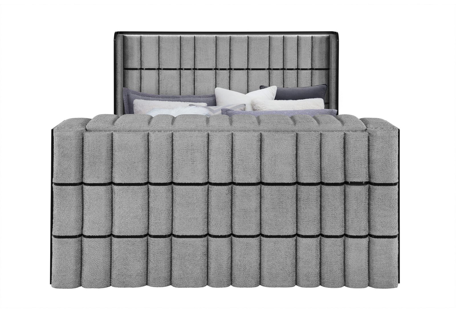 ISABELLA GREY KING BED W/LED, TV LIFT, SPEAKER AND FIREPLACE