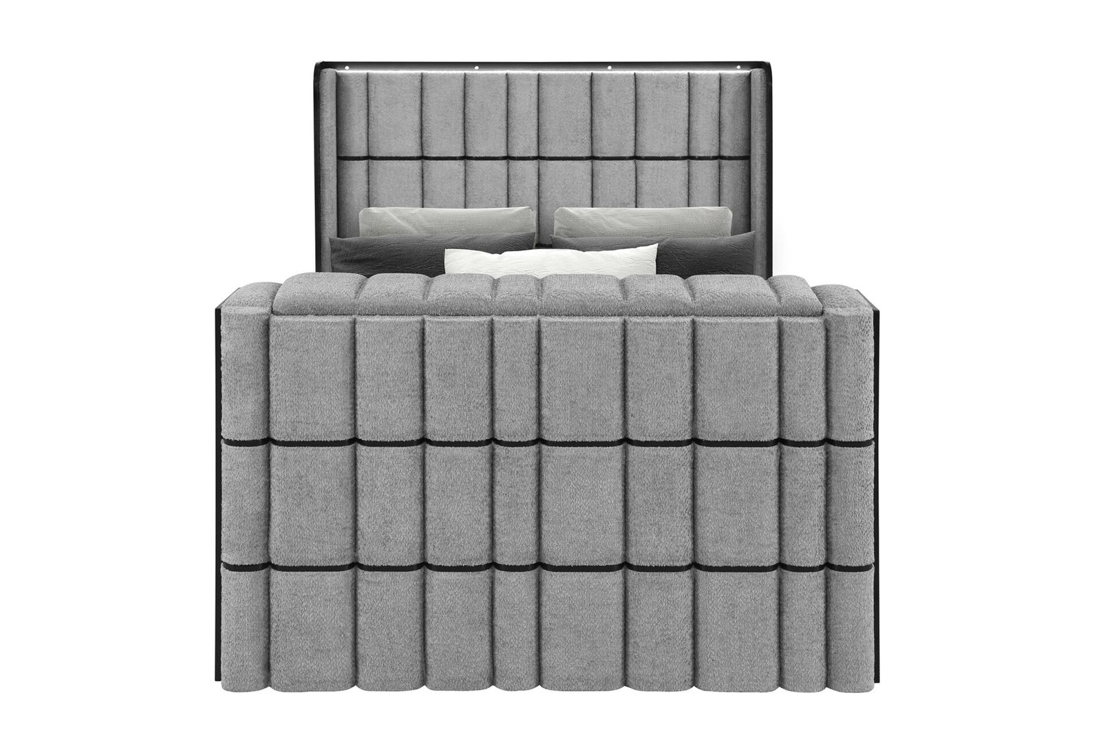 ISABELLA GREY QUEEN BED W/LED, TV LIFT, SPEAKER AND FIREPLACE