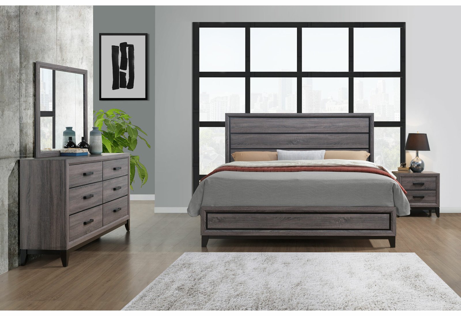 KATE FOIL GREY NIGHTSTAND - Image 3