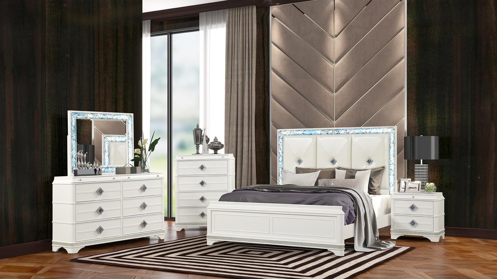 LAGUNA KING 4 PC BEDROOM SET IN OFF WHITE