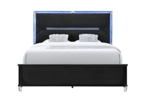 LANDO BLACK QUEEN BED WITH CONTINUOUS LED