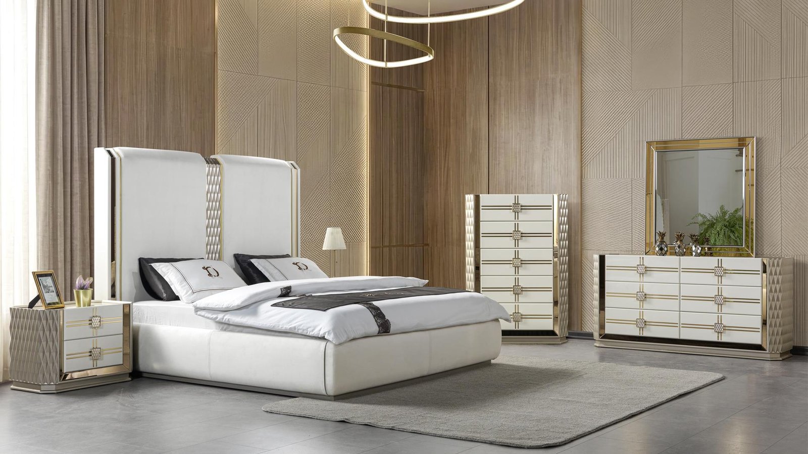 LATOYA KING 5 PC BEDROOM SET BEIGE