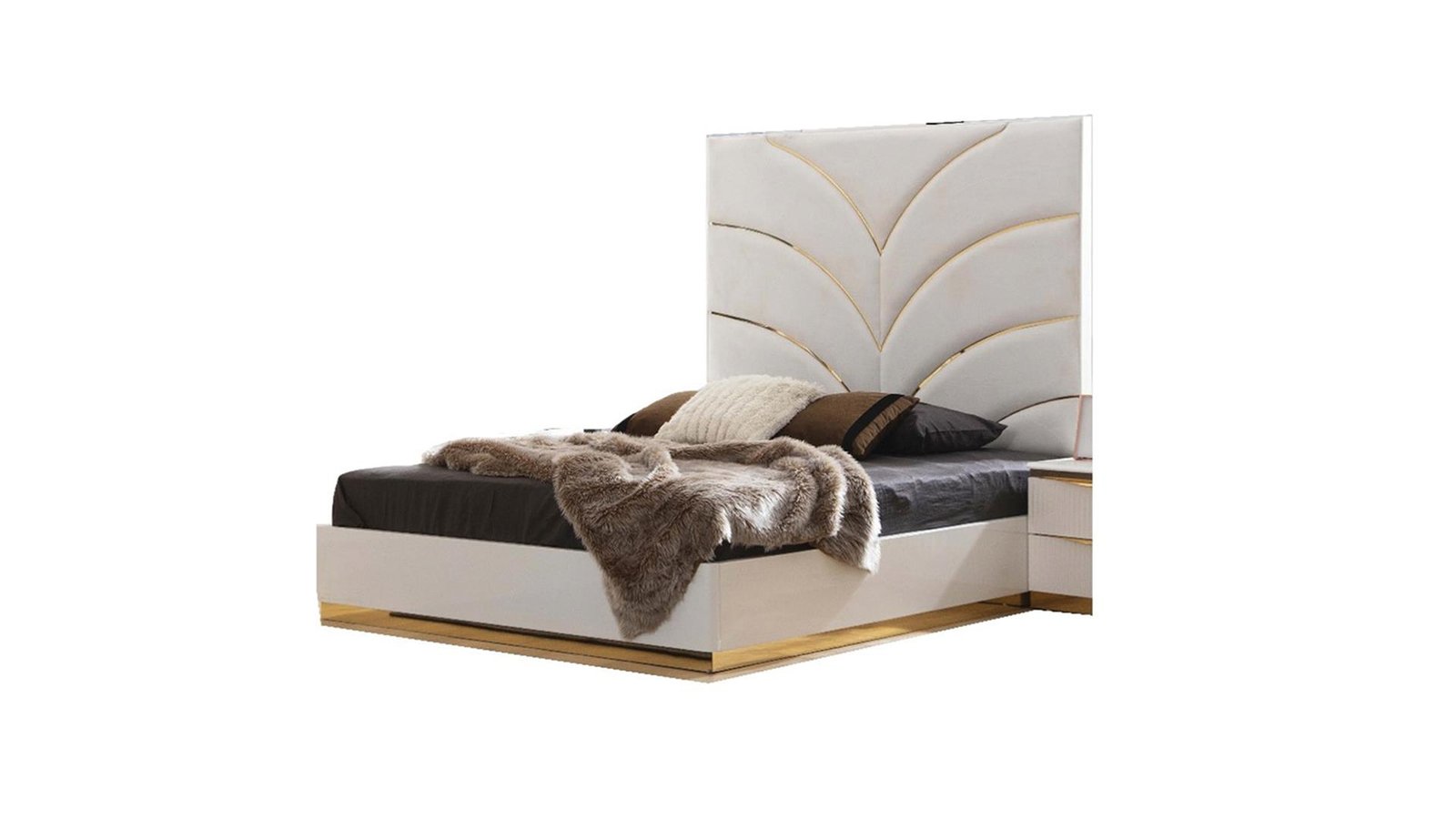 LAURA QUEEN BED WHITE &AMP; GOLD