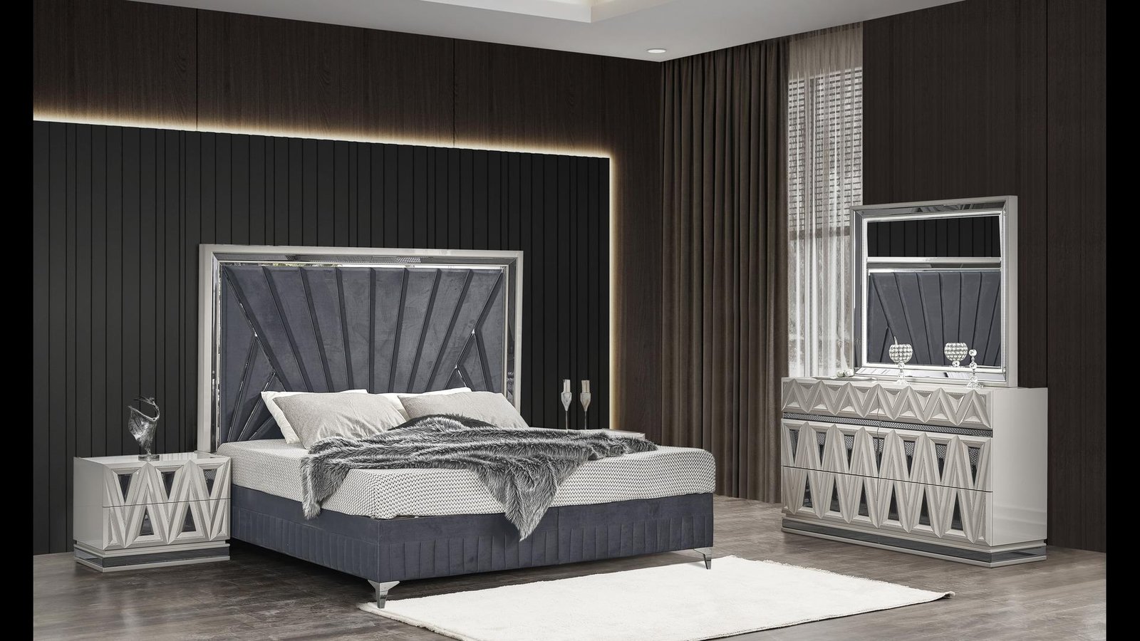 LAVITA KING 4 PC BEDROOM SET IN GRAY