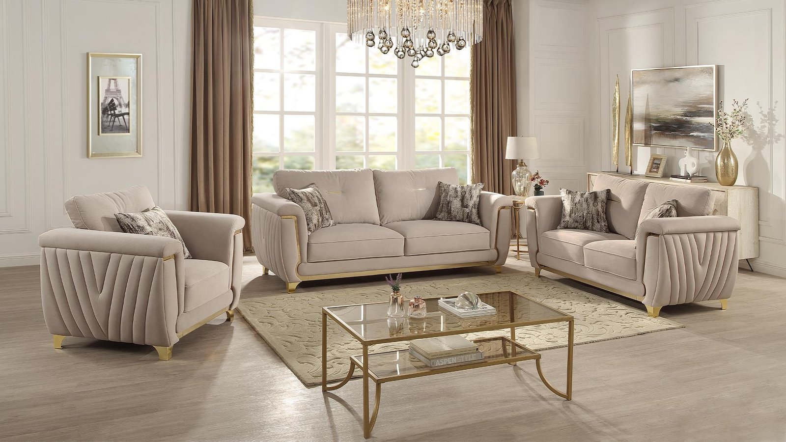 LEENA 2 PC Living Room Sets IN BEIGE