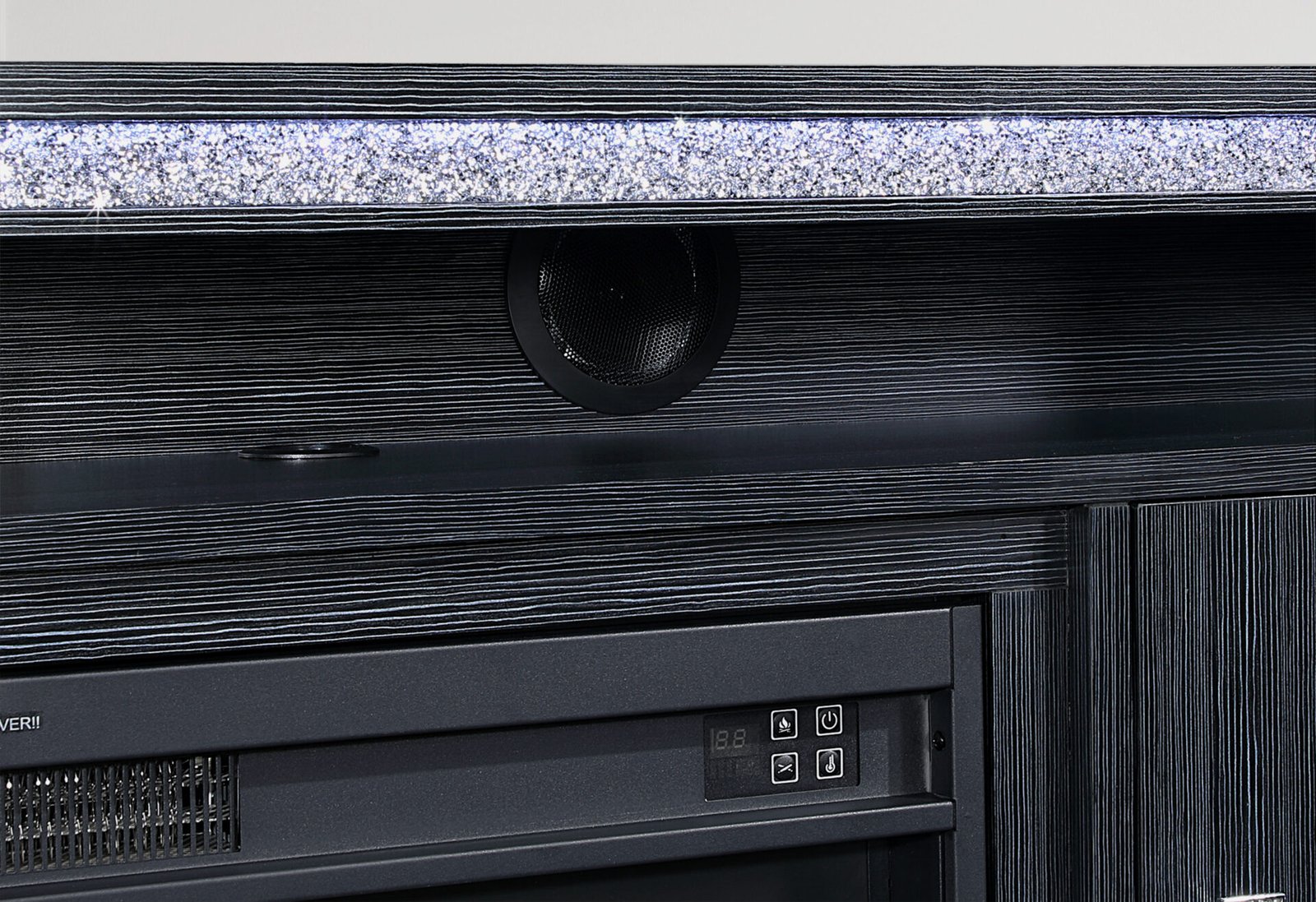 LILY DARK GREY ENT UNIT 72 INCH W/ LED, SPEAKERS, CRYSTAL INSERTS - Image 3