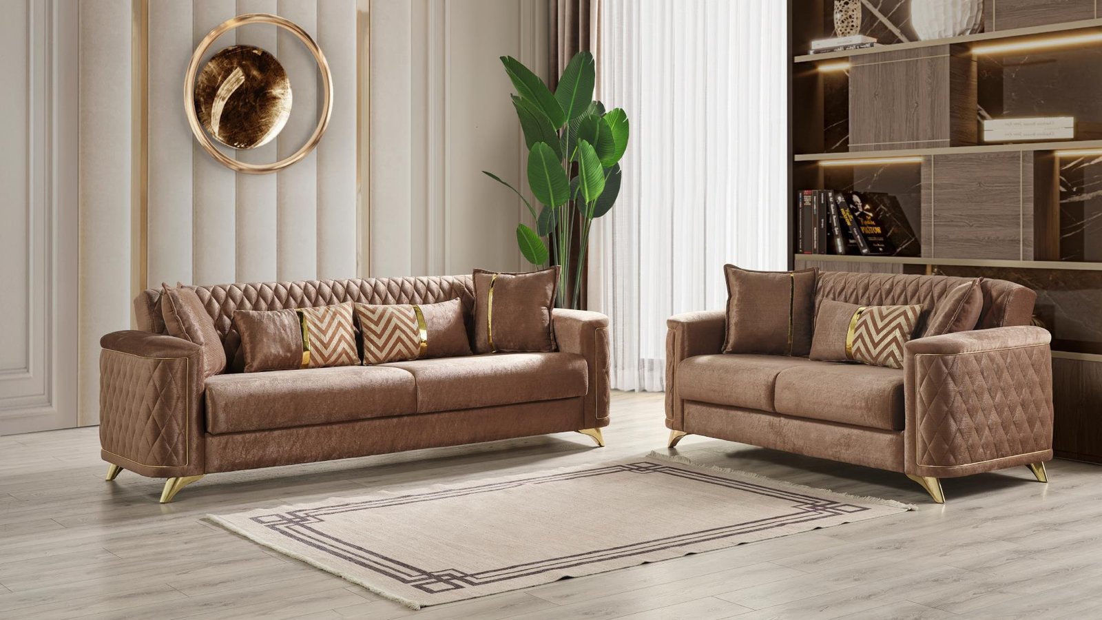 LUNA 2 PC Living Room Sets IN COPPER