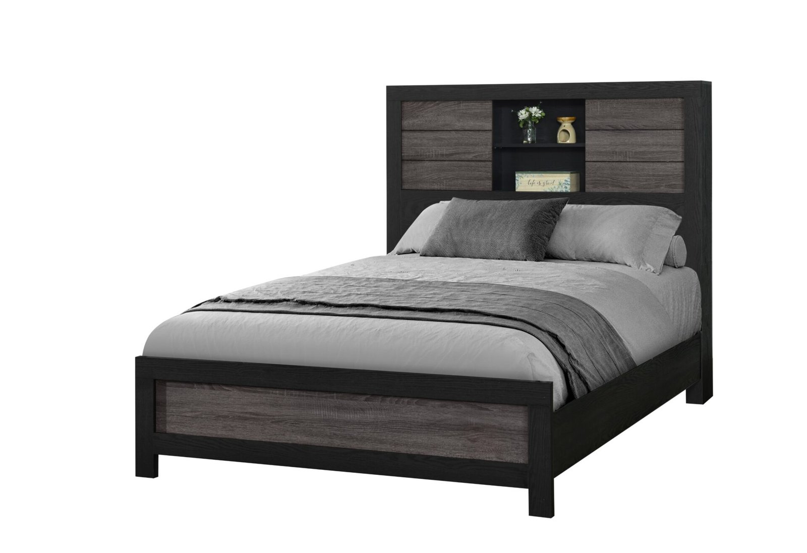 LISBON GREY/BLACK BOOKCASE FULL BED - Image 2