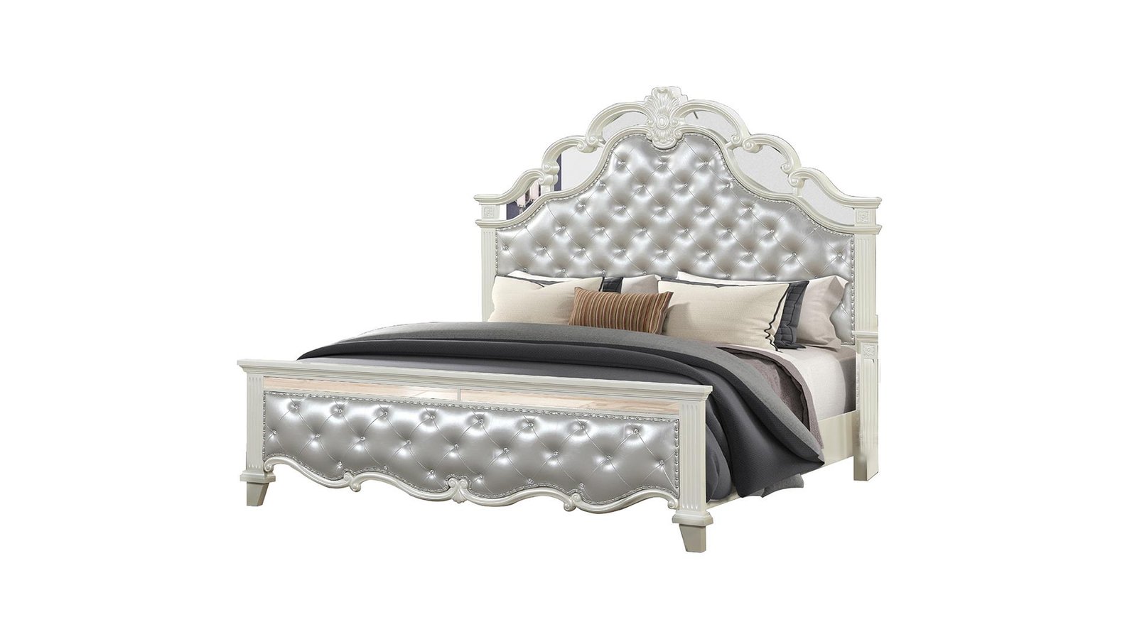 MILAN QUEEN 4 PC BEDROOM SET IN MILKY WHITE - Image 6