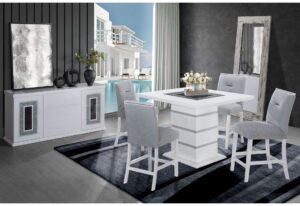 MONACO WHITE BAR TABLE + 8 MONACO BS-N