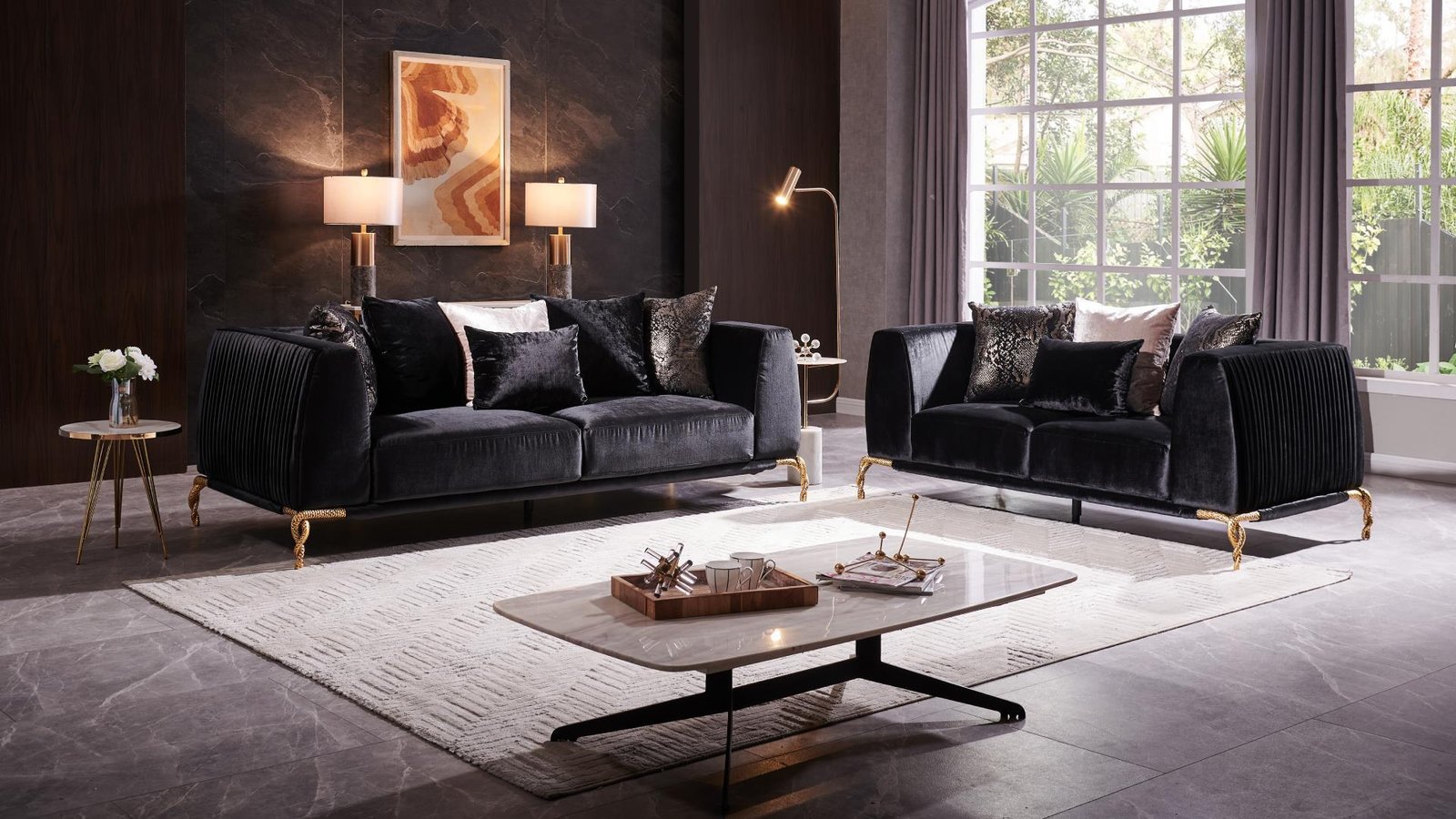 MAJESTIC 2 PC – SOFA BLACK &AMP; LS BLACK