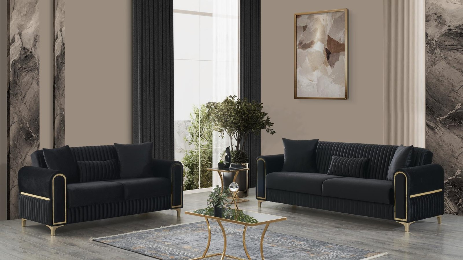 MELODY 2 PC Living Room Sets IN BLACK