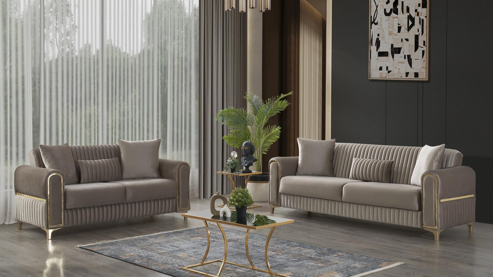 MELODY 2 PC Living Room Sets IN TAUPE