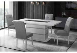 MONACO WHITE DINING TABLE + 6 MONACO DINING CHAIR