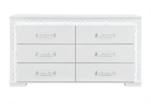NAOMI SILVER MARBLE DRESSER WITH LED