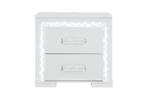 NAOMI SILVER MARBLE NIGHTSTAND WITH LED