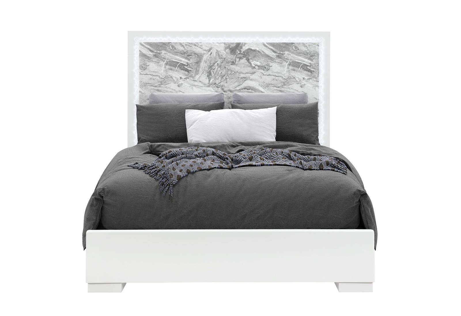 NAOMI SILVER MARBLE FULL BED WITH LED