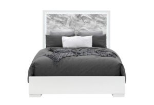 NAOMI SILVER MARBLE QUEEN BED WITH LED