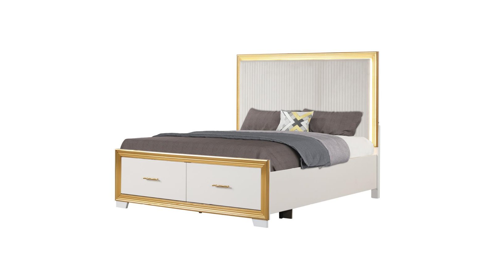 OBSESSION QUEEN BED WHITE &AMP; GOLD
