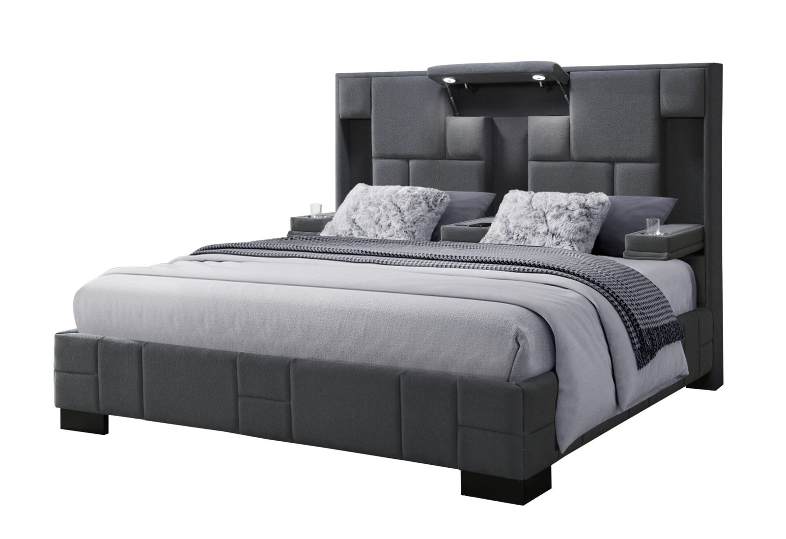 OSCAR DARK GREY 8 KING BED NO WOOD TRIM - Image 4