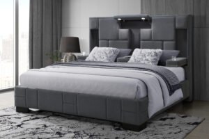 OSCAR DARK GREY 8 QUEEN BED NO WOOD TRIM